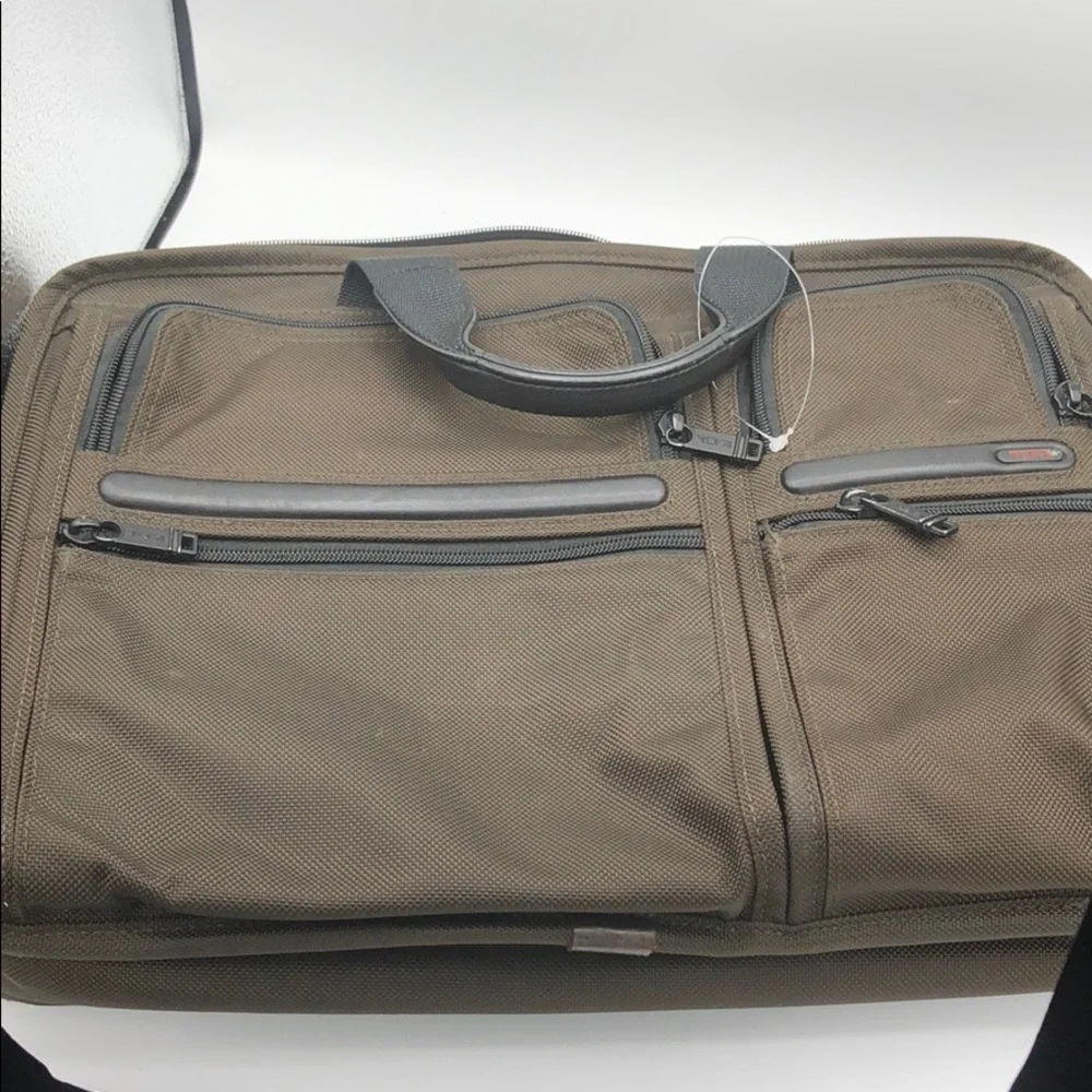 TUMI Alpha T-Pass® Laptop Briefcase Bag Brown